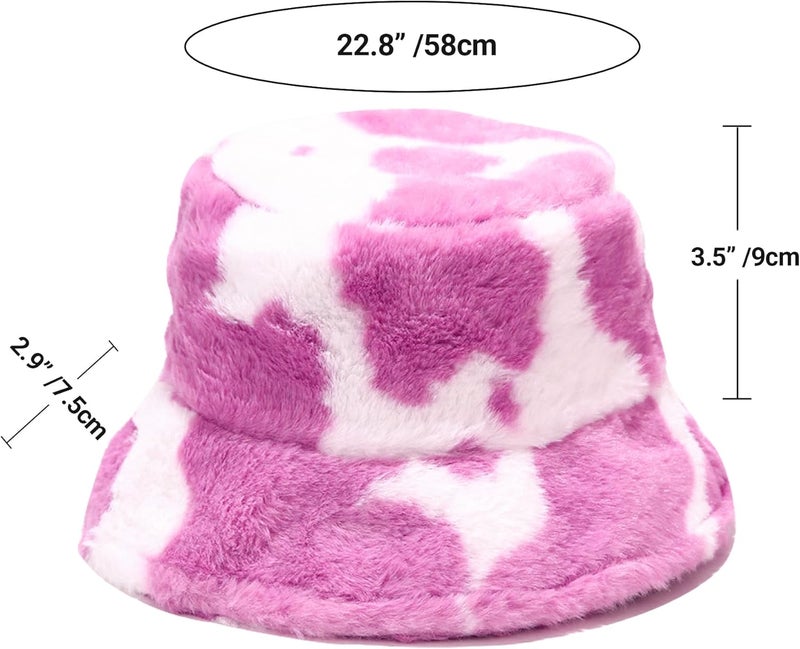 Umeepar Winter Faux Fur Fuzzy Bucket Hat Fluffy Warm Hat for Women Men - Image 5